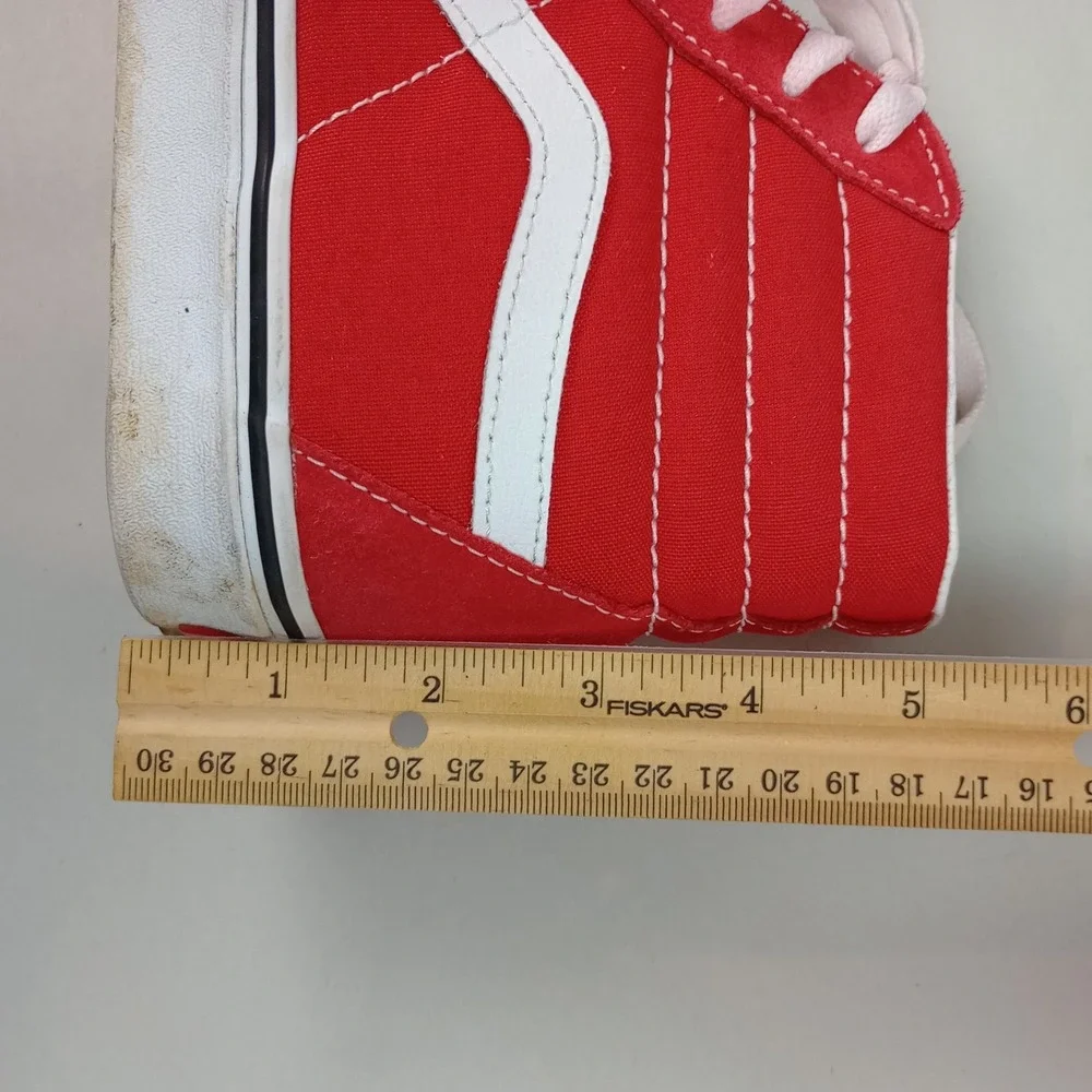 Vans Women 7.5 Red Suede Canvas High Top Skateboard Shoes Sk8-Hi